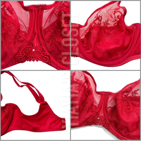 Empreinte 36D Apolline 07158 Embroidered Underwire Full Cup Bra in Fever - Picture 14 of 16